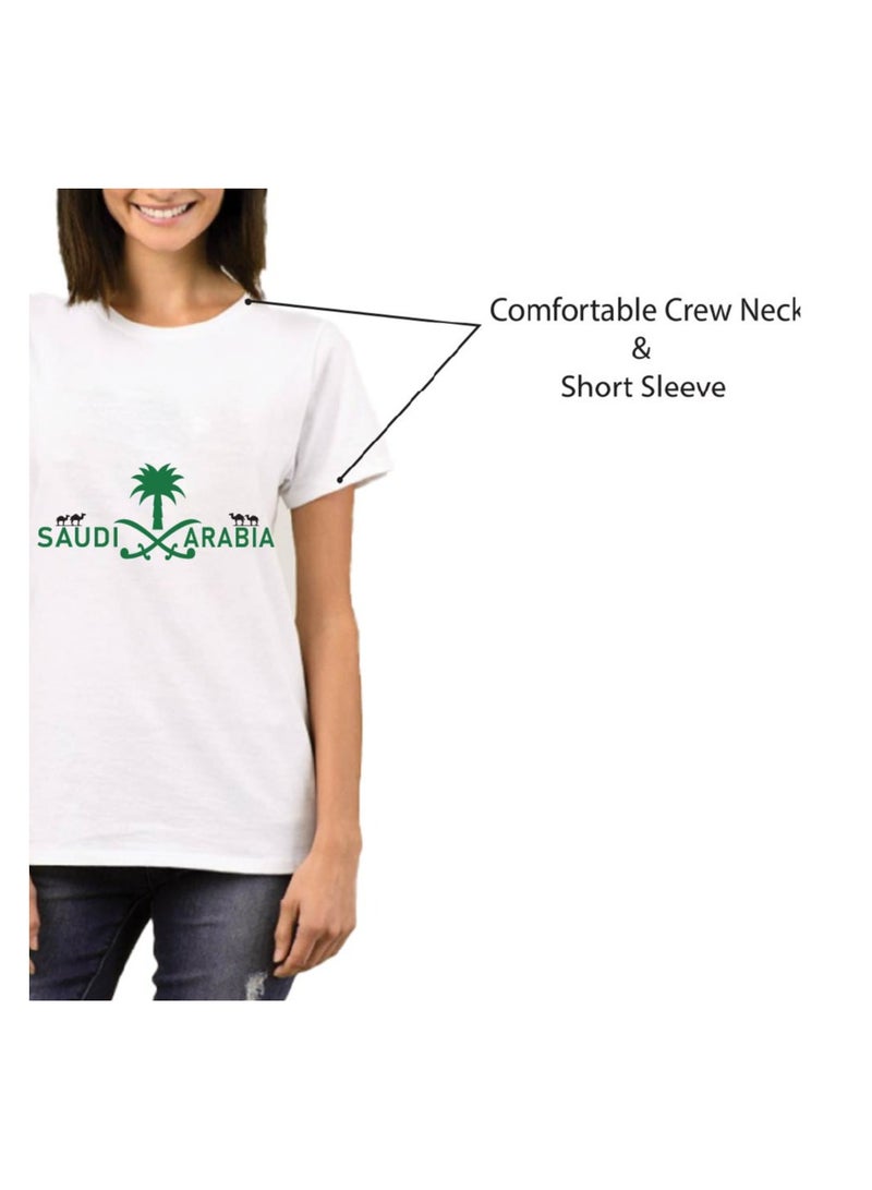 Saudi Arabia National Day Women's T-Shirt – Short Sleeve Round Neck Soft Cotton Tshirt - Perfect For Celebrating Saudi National Day, Events - Image 5