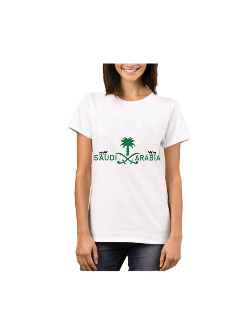 Saudi Arabia National Day Women's T-Shirt – Short Sleeve Round Neck Soft Cotton Tshirt - Perfect For Celebrating Saudi National Day, Events - Image 1