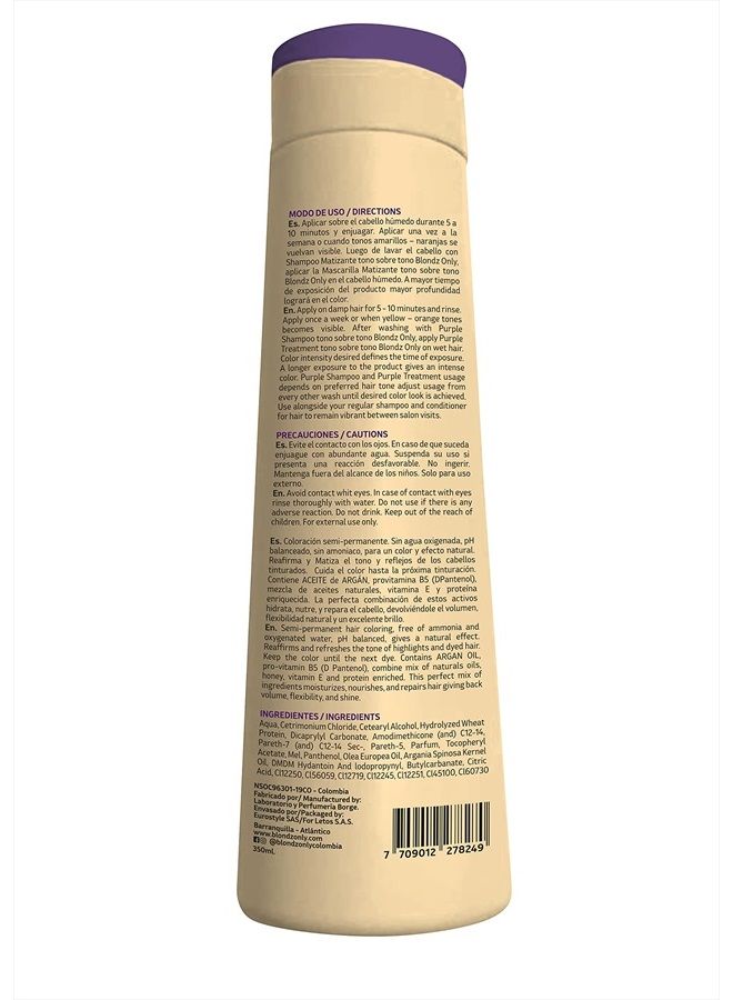 Blondz Only Purple Conditioner Treatment Mask Rubio Marfil Ivory Blonde with Argan Oil Perfect Blonde Toner 11.8 Fluid Ounce (350 ml) - Image 2