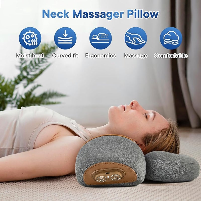 KITCADA Neck Massager Pillow, 3-in-1 Neck Massager, Travel Massage Pillow for Shoulder Pain Relief, Deep Tissue Pain with Heat and Traction, Hump Corrector - Image 5