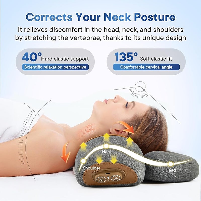 KITCADA Neck Massager Pillow, 3-in-1 Neck Massager, Travel Massage Pillow for Shoulder Pain Relief, Deep Tissue Pain with Heat and Traction, Hump Corrector - Image 4