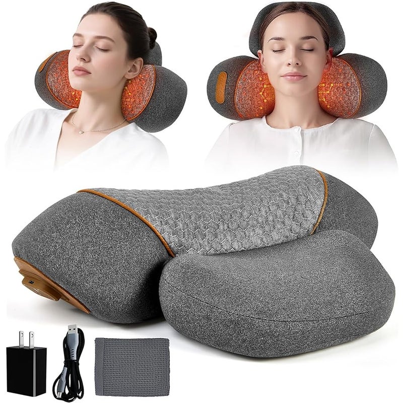 KITCADA Neck Massager Pillow, 3-in-1 Neck Massager, Travel Massage Pillow for Shoulder Pain Relief, Deep Tissue Pain with Heat and Traction, Hump Corrector - Image 1