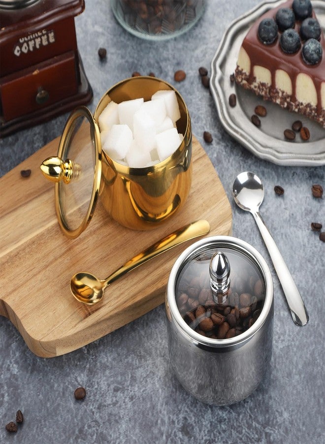 IBWell 10oz Sugar Bowl with Lid and Spoon Gold Sugar Container with Spoon for Coffee Bar Kitchen Accessories for Seasoning Sugar Salt Coffee Bean - Image 4