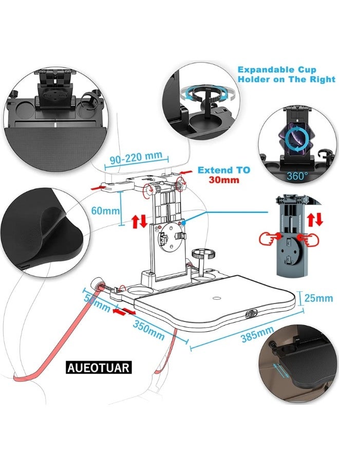 طاولة صينية للمقعد الخلفي للسيارة - طاولة طعام ثابتة قابلة للطي للمقعد الخلفي للسيارة للركاب الخلفيين أثناء الرحلات البرية وتناول الطعام والعمل، صينية سفر متعددة الوظائف قابلة للتعديل مع حامل مشروبات للهاتف والكمبيوتر المحمول والآيباد - pzsku/Z84B6429AB14BD78B903CZ/45/_/1730199110/467b1124-3413-44ec-bc96-cf1951bc4a65