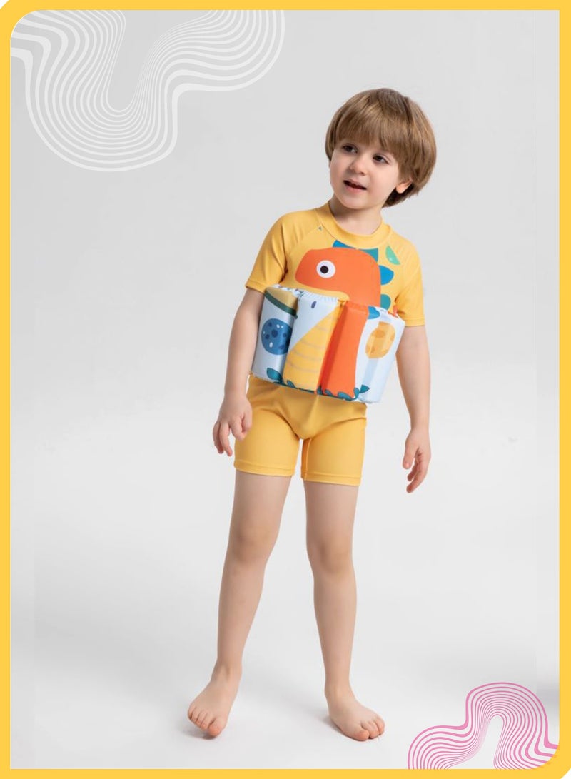 شي آند ليتل بدلة سباحة عائمة للأطفال الصغار، بدلة سباحة عائمة لتعلم السباحة، بدلة سباحة عائمة سريعة الجفاف، حماية من أشعة الشمس UPF 50+، للشاطئ وحمام السباحة - Image 2