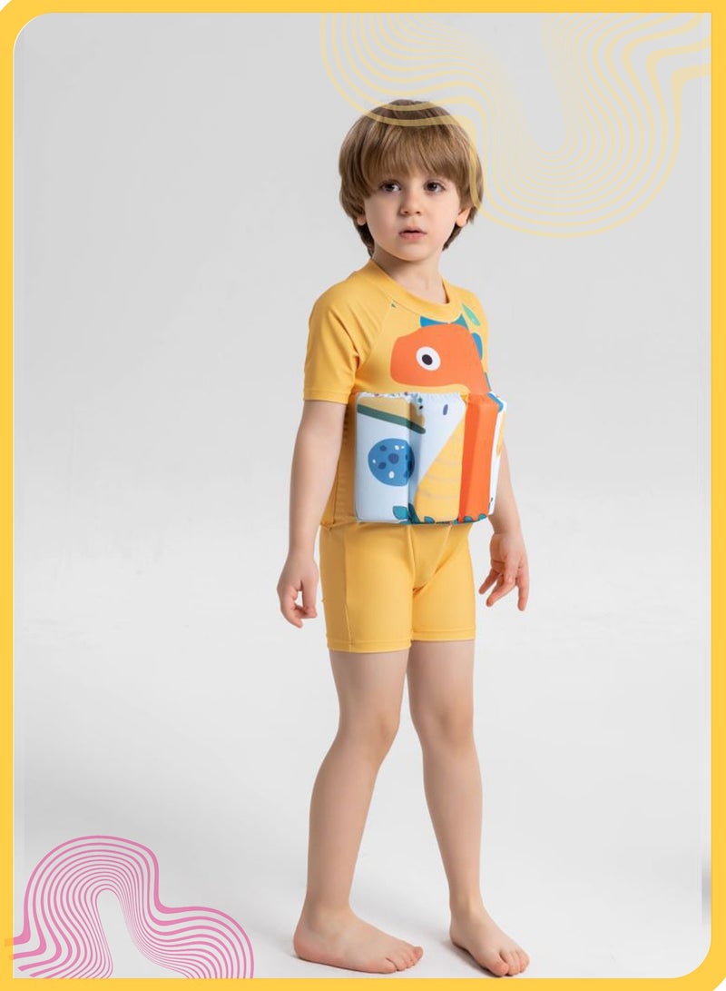 شي آند ليتل بدلة سباحة عائمة للأطفال الصغار، بدلة سباحة عائمة لتعلم السباحة، بدلة سباحة عائمة سريعة الجفاف، حماية من أشعة الشمس UPF 50+، للشاطئ وحمام السباحة - Image 3