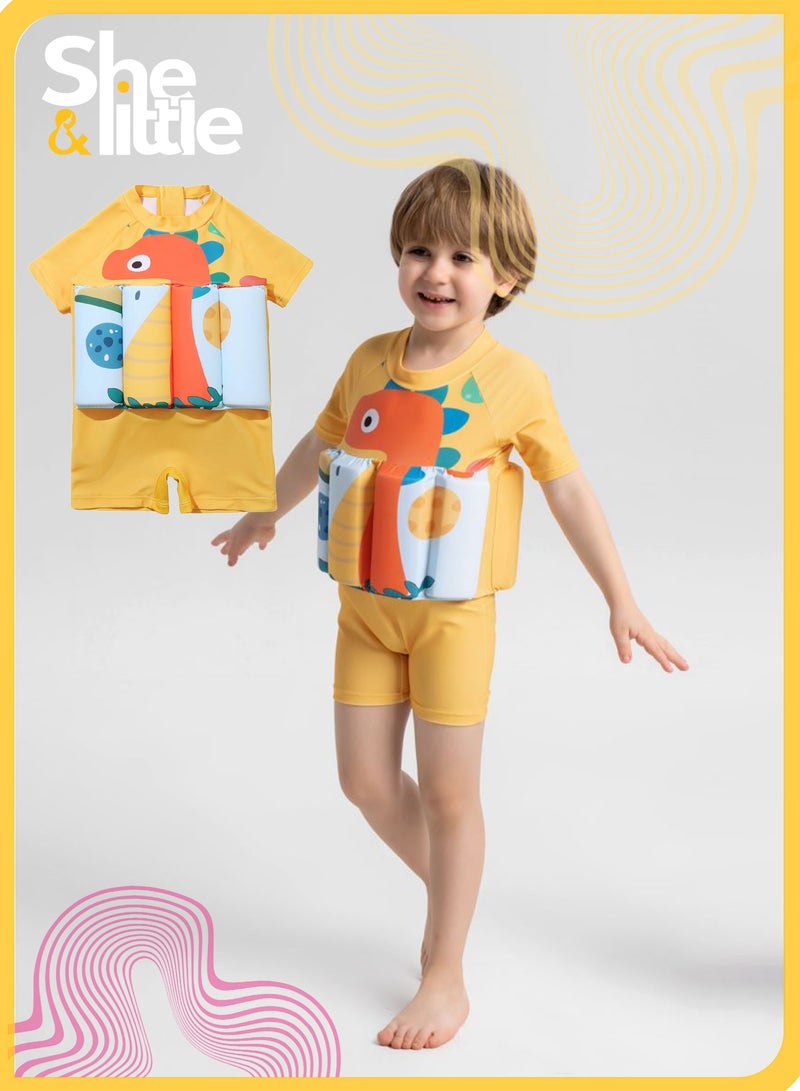 شي آند ليتل بدلة سباحة عائمة للأطفال الصغار، بدلة سباحة عائمة لتعلم السباحة، بدلة سباحة عائمة سريعة الجفاف، حماية من أشعة الشمس UPF 50+، للشاطئ وحمام السباحة - Image 1