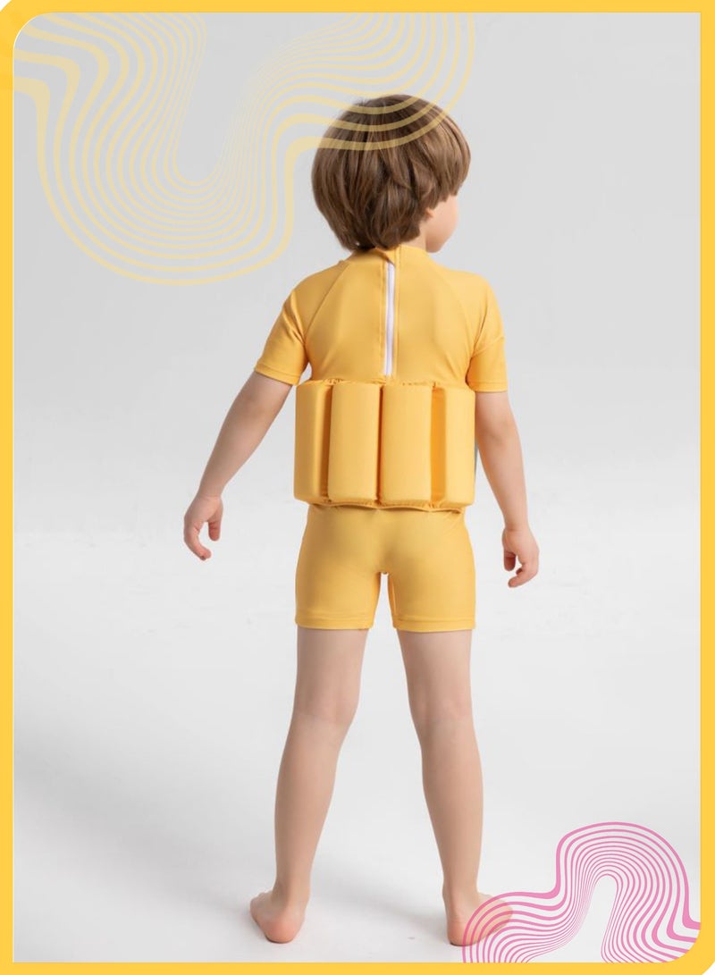 شي آند ليتل بدلة سباحة عائمة للأطفال الصغار، بدلة سباحة عائمة لتعلم السباحة، بدلة سباحة عائمة سريعة الجفاف، حماية من أشعة الشمس UPF 50+، للشاطئ وحمام السباحة - Image 4