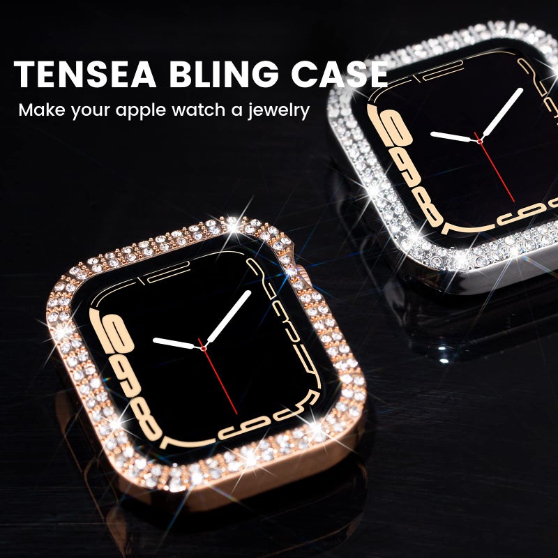 Tensea [3pcs for Apple Watch Screen Protector Case 40mm SE 3/SE 2rd Generation/SE/Series 6/5/4 Accessories, iWatch Diamond Bumper Case with Tempered Glass, Protective Bling Face Cover Women, 40 mm - Image 3