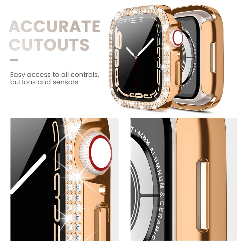 Tensea [3pcs for Apple Watch Screen Protector Case 40mm SE 3/SE 2rd Generation/SE/Series 6/5/4 Accessories, iWatch Diamond Bumper Case with Tempered Glass, Protective Bling Face Cover Women, 40 mm - Image 5