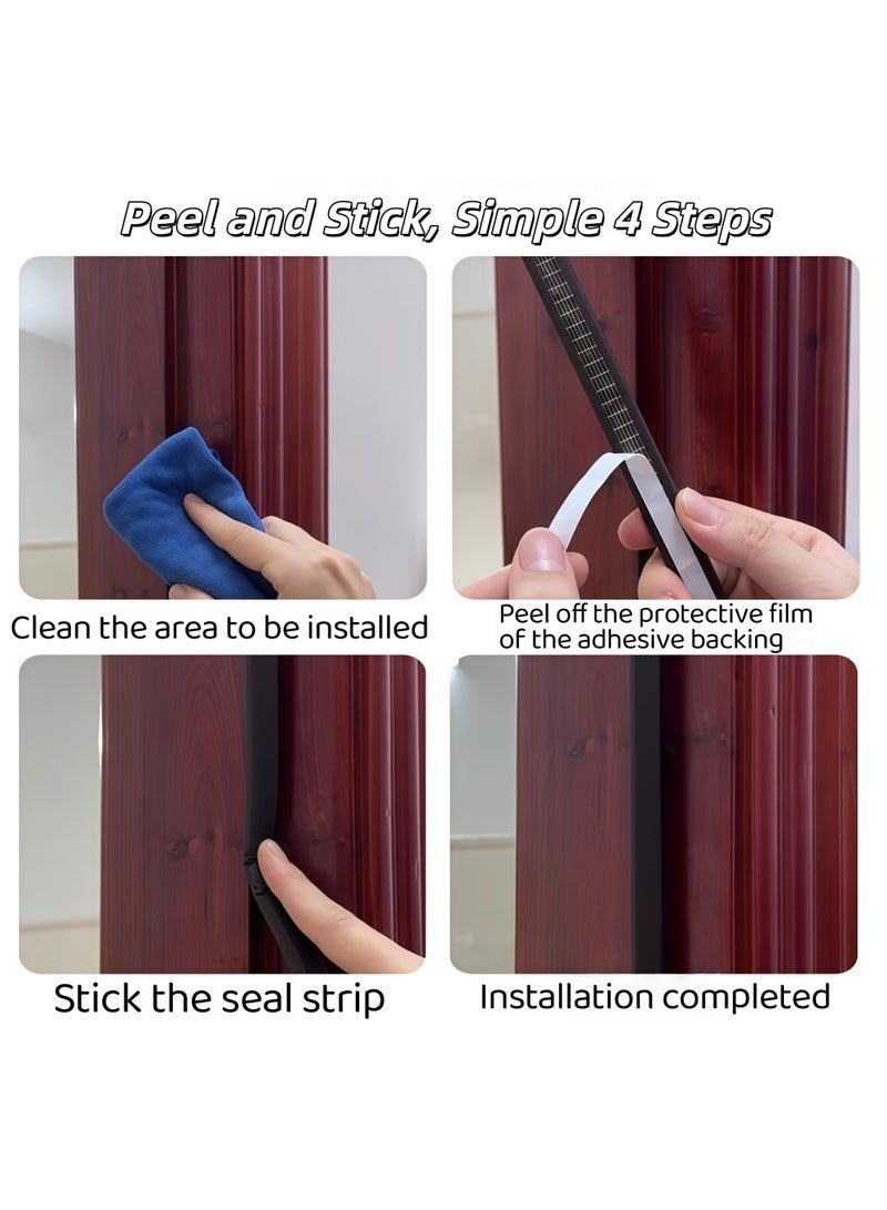 XiuWoo Door Gap Seal Strip,Window Gap Seal StripDoor Seal Strip Door Weather Stripping Self-Adhesive Rubber Door Insulation Weather Strip for Window and Door Soundproofing l-Shape Weatherstripping for Door Frame Gap Blocker(Coffee Brown) - Image 3