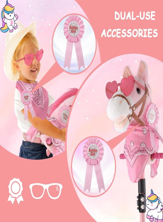 Frebuta Hobby Horse on a Stick,30 to 50In Stick Horse for Kids 3-12 Years Plush Handcrafted Party Cowgirl Music Pink Pony Horse Toy with Illuminated Wheel Stainless Steels Soft Sponge Handle (Pink) - Image 3