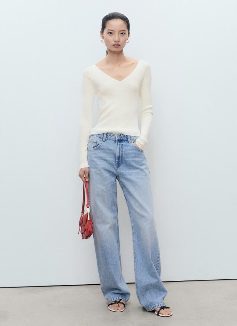 مانجو كنزة محبوكة بياقة على شكل حرف - Image 4