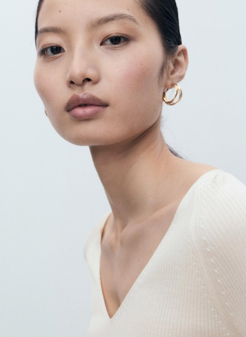 مانجو كنزة محبوكة بياقة على شكل حرف - Image 3