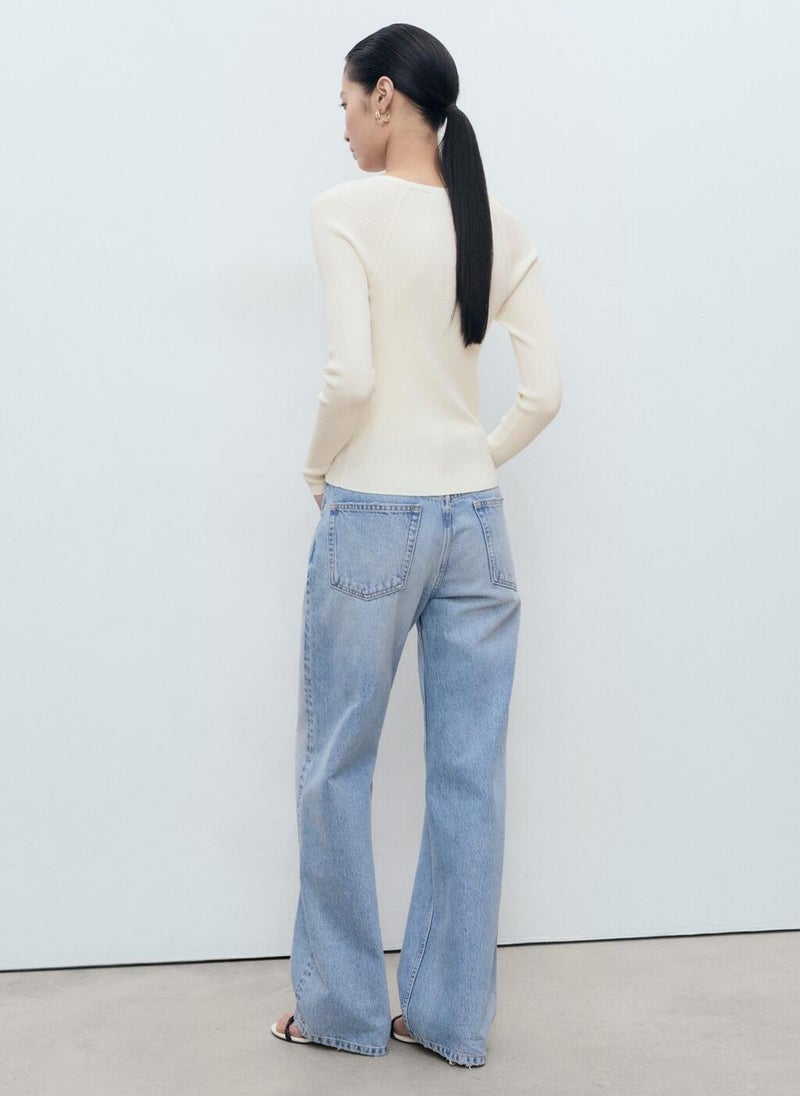 مانجو كنزة محبوكة بياقة على شكل حرف - Image 2