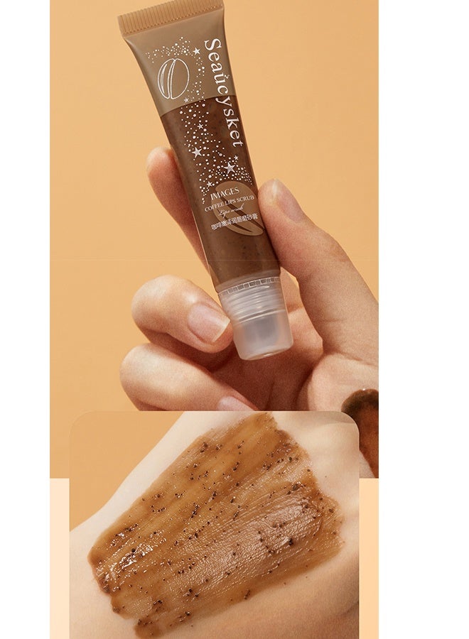 إميجز مقشر شفاه القهوة ، قناع الشفاه ومقشر الشفاه بتأثير مزدوج ، قناع الشفاه لإصلاح الشفاه للشفاه الجافة والمتشققة ، قناع الشفاه الداعم للنوم علاج الاستعادة ، مرطب الشفاه للعناية بعلاج الشفاه - Image 5