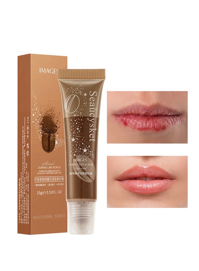 إميجز مقشر شفاه القهوة ، قناع الشفاه ومقشر الشفاه بتأثير مزدوج ، قناع الشفاه لإصلاح الشفاه للشفاه الجافة والمتشققة ، قناع الشفاه الداعم للنوم علاج الاستعادة ، مرطب الشفاه للعناية بعلاج الشفاه - Image 1