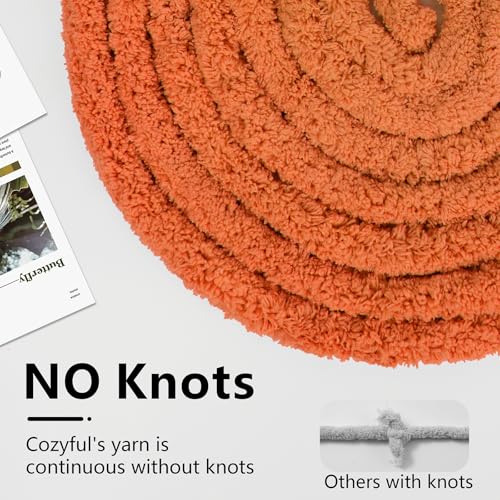 Cozyful Chunky Yarn for Hand Knitting - #10 Chunky Chenille Yarn, Jumbo Big Thick Chunky Yarns for Crocheting, Super Bulky Chunky Knit Blanket Yarns, 8 Skein (22 yds 8 oz Each Skein), Pumpkin Orange - Image 4