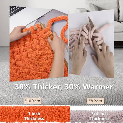 Cozyful Chunky Yarn for Hand Knitting - #10 Chunky Chenille Yarn, Jumbo Big Thick Chunky Yarns for Crocheting, Super Bulky Chunky Knit Blanket Yarns, 8 Skein (22 yds 8 oz Each Skein), Pumpkin Orange - Image 5