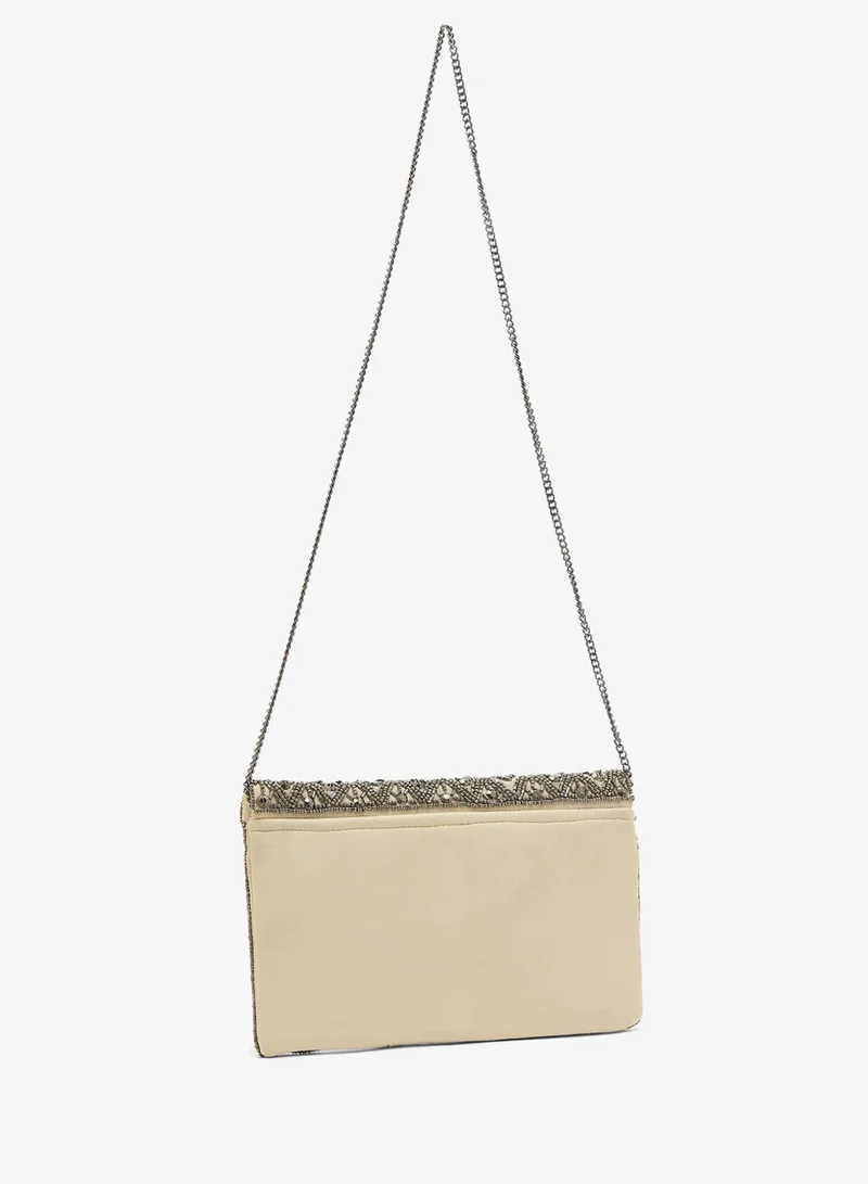 Khizana Silver Embroidered Sequin Clutch for Women | Best Price UAE
