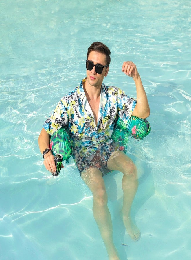 FindUWill Inflatable Pool Floats Chair, 2 Pack Soft Fabric Water Floating Chair Lounge with Sling Swimming Pool Floaties Lounger, Blow up Pool Noodles for Adults(Flamingo, Green) - Image 5