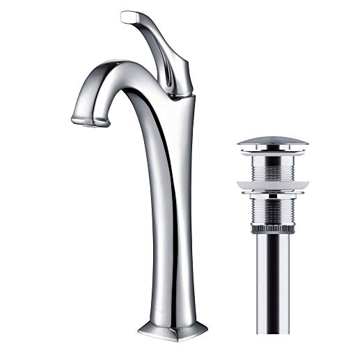 KRAUS KBF1201CH Arlo Single Handle Basin Bathroom Faucet with Lift Rod Drain and Deck Plate Chrome - Image 1