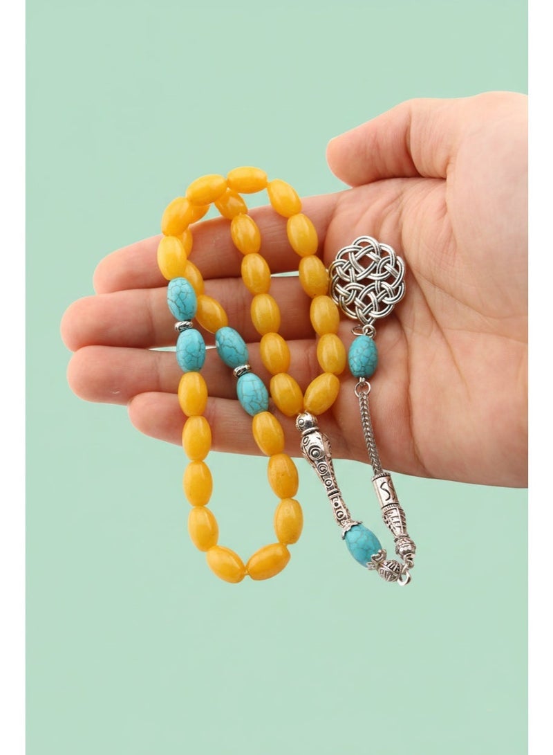 Kamins Collection Yellow Jade & Turquoise Tasbih - Image 4
