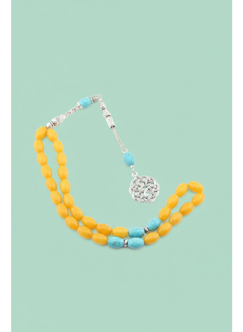 Kamins Collection Yellow Jade & Turquoise Tasbih - Image 3