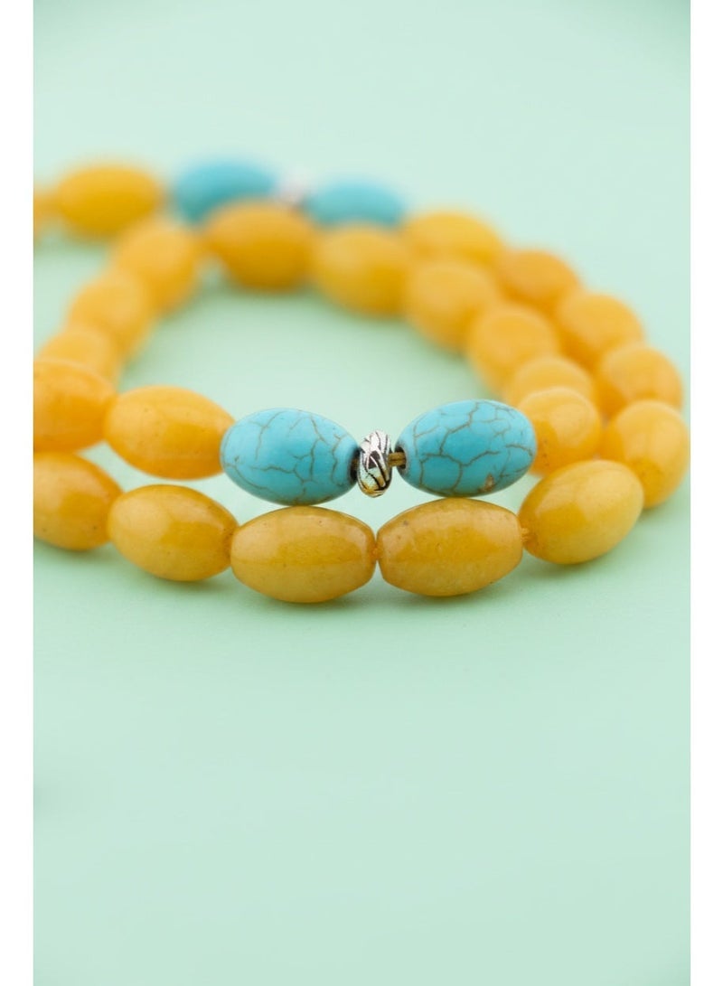 Kamins Collection Yellow Jade & Turquoise Tasbih - Image 5
