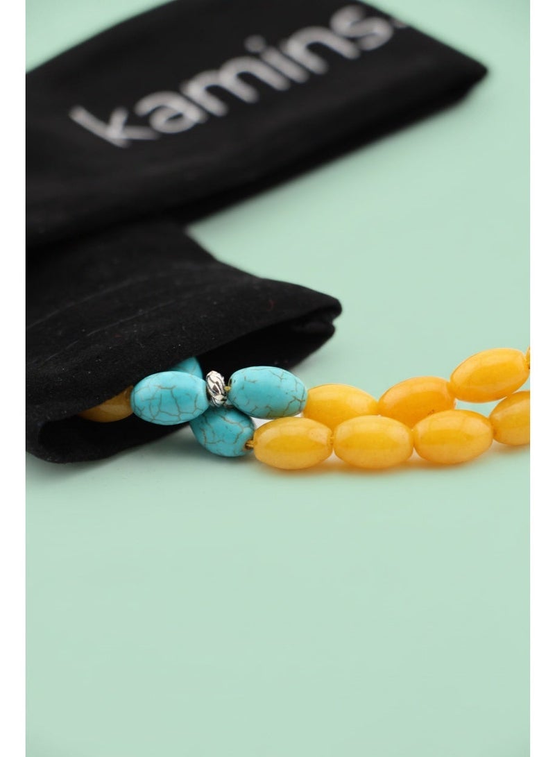 Kamins Collection Yellow Jade & Turquoise Tasbih - Image 2