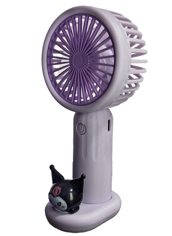 Generic - Portable handheld Fan with a cute cartoon design inspired by a beloved character, It comes in a cute purple color and is small and lightweight small size and easy to carry by hand or put in bag, equipped with USB easy to charge at any time, on/off button, multiple air speeds, nice gift for kids - Image 1
