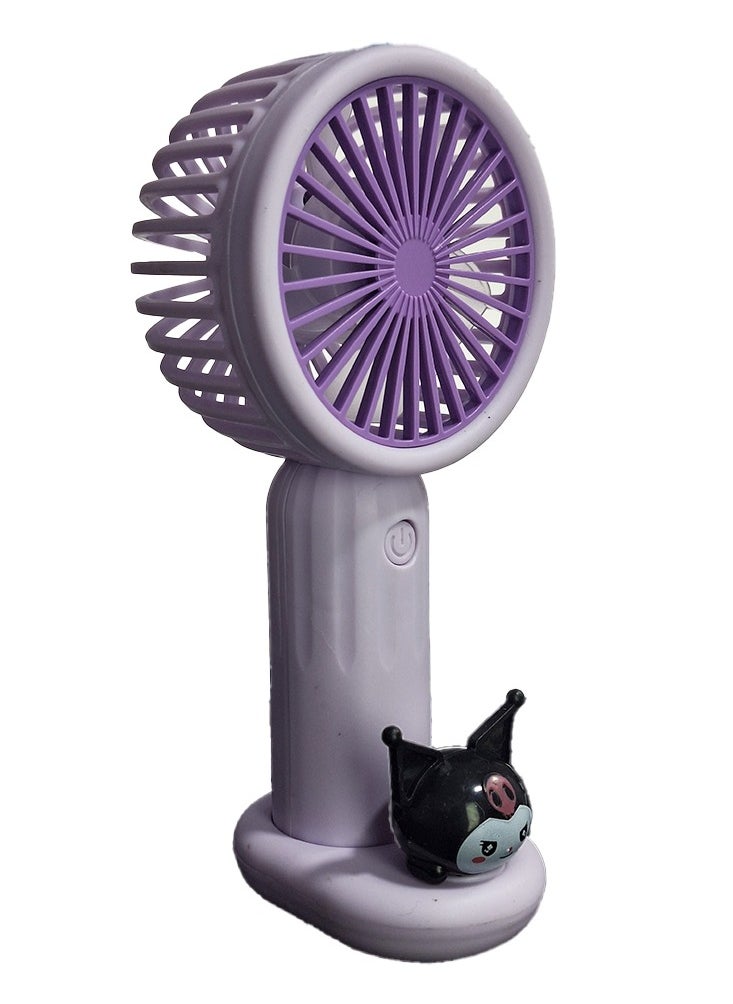 Generic - Portable handheld Fan with a cute cartoon design inspired by a beloved character, It comes in a cute purple color and is small and lightweight small size and easy to carry by hand or put in bag, equipped with USB easy to charge at any time, on/off button, multiple air speeds, nice gift for kids - Image 1