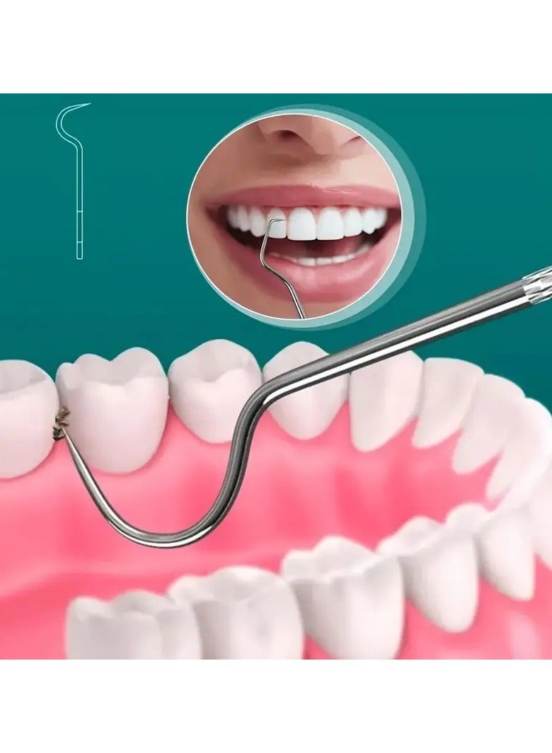 Rozino 4 PCS Stainless Steel Dual-Ended Dental Hygiene Hooks - Curved Diamond Design for Effective Teeth Cleaning, Metal Toothpicks & Probes for Home Use - Image 2