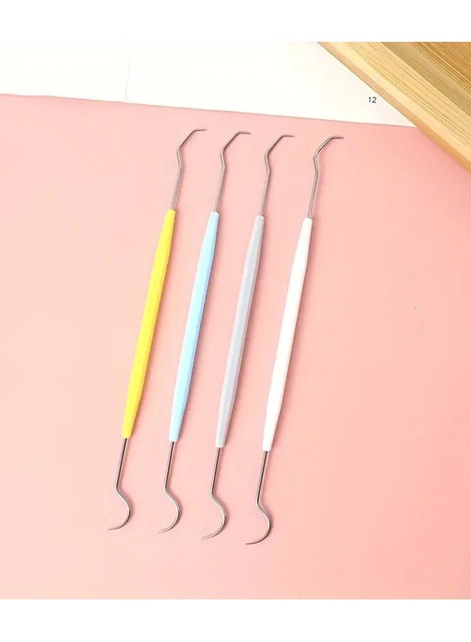 Rozino 4 PCS Stainless Steel Dual-Ended Dental Hygiene Hooks - Curved Diamond Design for Effective Teeth Cleaning, Metal Toothpicks & Probes for Home Use - Image 4