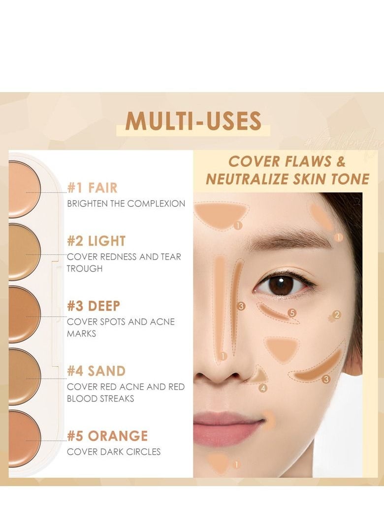 FOCALLURE - 5 In 1 multi-uses Waterproof Long Lasting Concealer Palette - Image 1