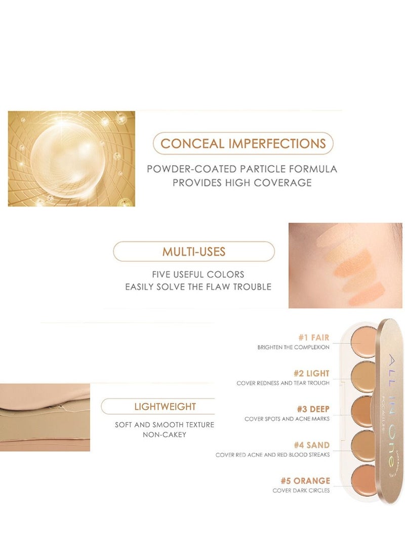 FOCALLURE - 5 In 1 multi-uses Waterproof Long Lasting Concealer Palette - Image 1