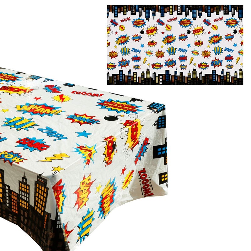 HaWenny 5 Pack Superhero Plastic Table cover,43" x 71" Superhero Tablecloths Party Supplies Decorations - Image 1