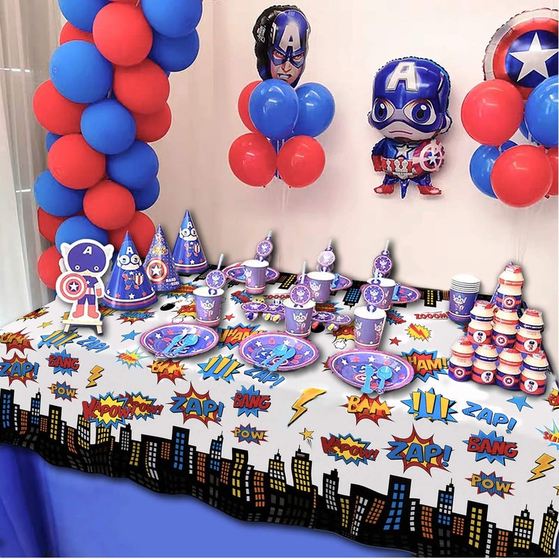 HaWenny 5 Pack Superhero Plastic Table cover,43" x 71" Superhero Tablecloths Party Supplies Decorations - Image 5