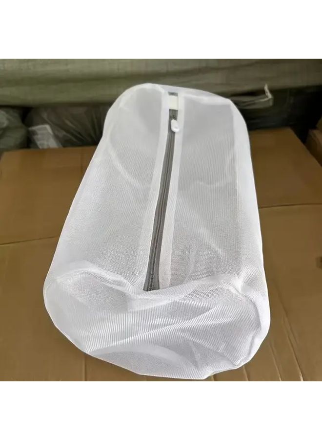 White Shoe Cleaning Bag 360 Rotating Washable Zipper Storage 2 Pair Capacity - Image 2