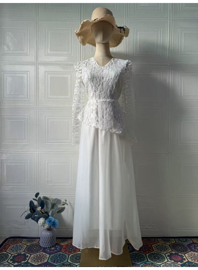 Spring  Vintage-style Elegant Long-sleeve Waist-cinching Long Dress With A Refined And Elegant Vibe