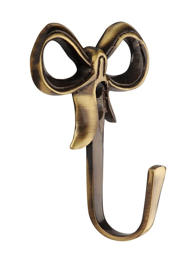HOBKNOBS (Set of 2 Heavy Bow Antique Brass Multipurpose Wall/Wooden Mounted Hook Hanger - Gold.. - Image 2