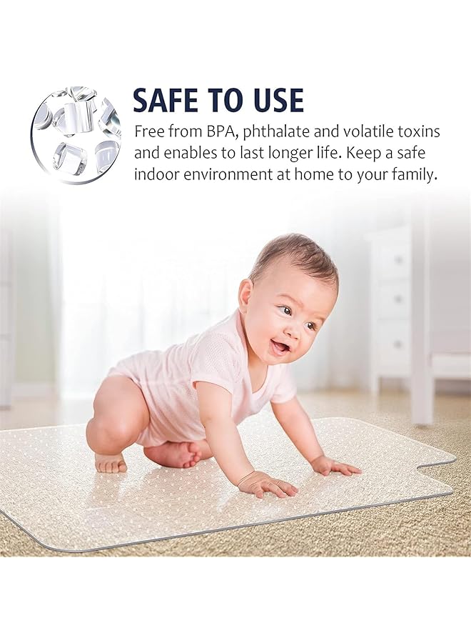 إيروريكس سجادة شفافة لكرسي المكتب للسجاد، سجادة أرضية بلاستيكية سهلة الانزلاق للسجاد المسطح والمنخفض، سجادة متينة لحماية السجاد 30 بوصة × 48 بوصة مع شفة - Image 3