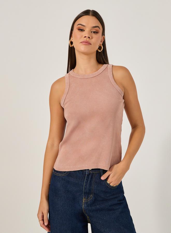 Styli Round Neck Racer Back Tank Top in Acid Wash Pack of 2 - Image 1