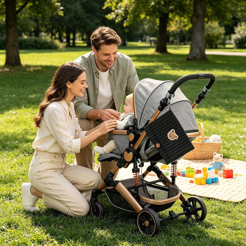 Pochette À Couches Et Lingettes - Pochette Pliable Avec Broderie Ours Mignon - Avec Compartiment Pour Sangle De Poussette Et Organisateurs De Sac À Langer - pour papa parent garçon fille maman voyage - Image 4