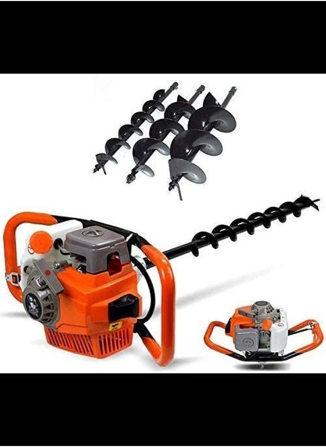 ABBASALI Auger Machine 73cc,2 Stroke Petrol Earth Auger Post Hole Borer Ground Drill 2.4 PS Air-cooled+ 3 Auger Bits (100CM)  - Image 1