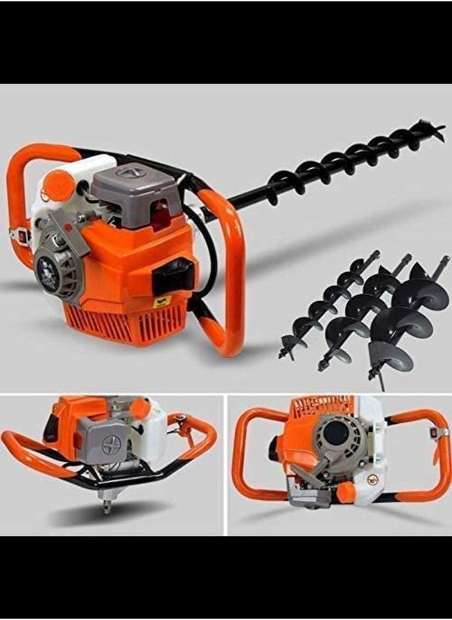 ABBASALI Auger Machine 73cc,2 Stroke Petrol Earth Auger Post Hole Borer Ground Drill 2.4 PS Air-cooled+ 3 Auger Bits (100CM)  - Image 2