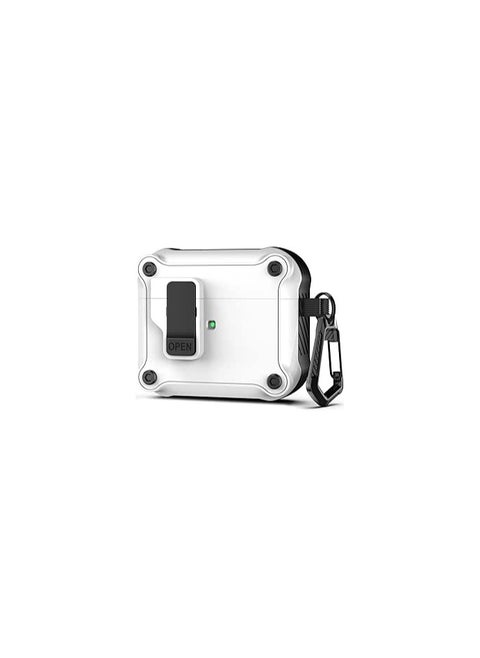 Airpods 3rd Generation Case with Automatic Secure Lock Clip, Hard Shell Full-Body Protective Airpods 3 Case 2021 for Women Men,Compatible with Apple Airpods 3rd Generation 2021 (White)