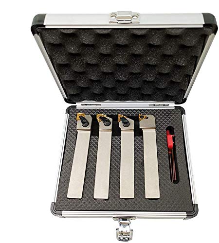 ASZLBYM 34 inch CNC Lathe Indexable Turning Tool Holder with Nickel PlatedCNC HeavyDuty Metal Lathe Bit Set with Tin Coated Carbide Turning Inserts WNMG431 CNMG431 TNMG331 16ER AG60