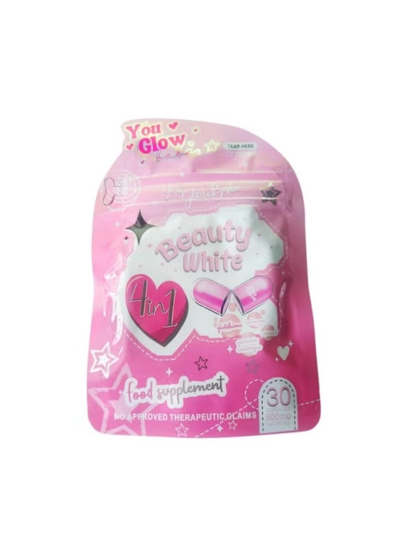 جلو بيوتي وايت مكمل غذائي 4 في 1 – عبوتان (بمجموع 60 كبسولة) | لتبييض البشرة وتعزيز الكولاجين - Image 2