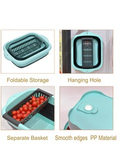 SYOSI Dish Basin with Drain Plug and Drainage Rack, Collapsible Multiuse Sink Tub Dishpan, 11L Portable Foldable Kitchen Storage Tray for Vegetable Washing Outdoor Camping RV (Green)  - Image 3